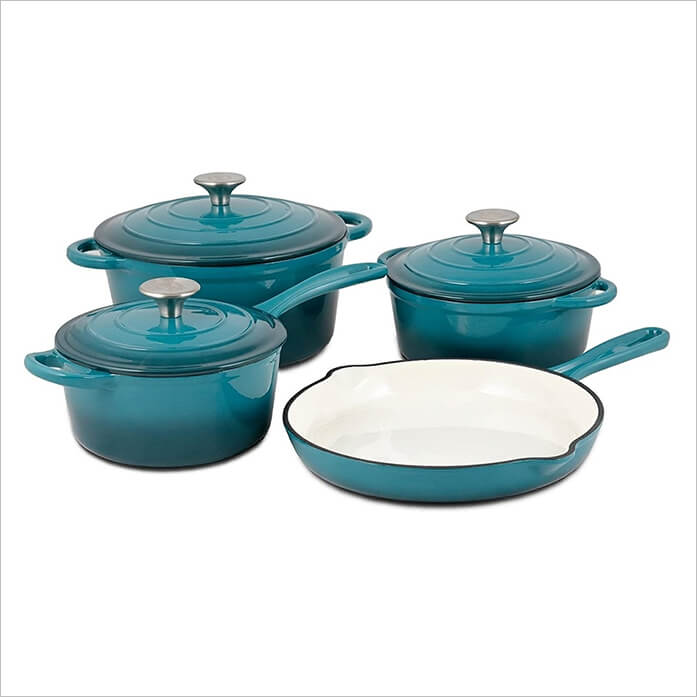 Enamel cast iron cookware set